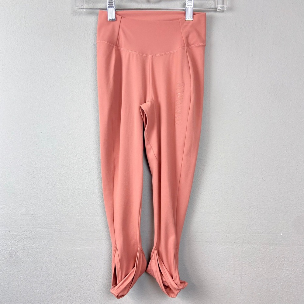 Gymshark Leggings Est Size XS Coral Pink Orange Cropped Highwaist Workout Pants